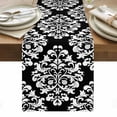 thumbnail image 1 of Baroque Black Table Runner - 36 Inch Long, Kitchen Dining Table Runner Dresser Scarves, Vintage Damask Classic Floral Farmhouse Decor for Coffee Tables Wedding Party Banquet, 1 of 8