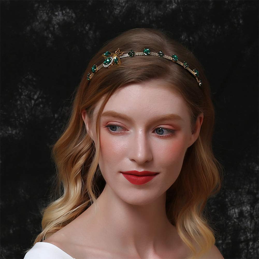 Baroque Bridal Crystal Headband Vintage Embellished Green  display picture 1