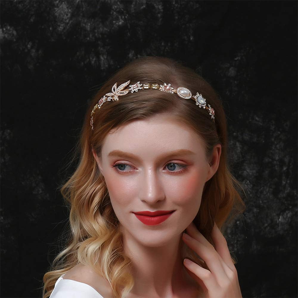Baroque Bridal Crystal Headband Vintage Embellished Pearl  display picture 2