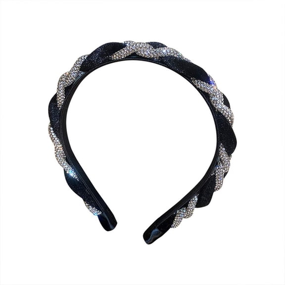 Baroque Bridal Rhinestone Headband Vintage Sparkling Crystal Crown Luxury Wide Hair Hoop for Women