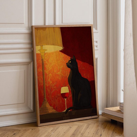 Baroque Cat Candlelight Still Life Cat with Bread Poster Unframed Paper Print
