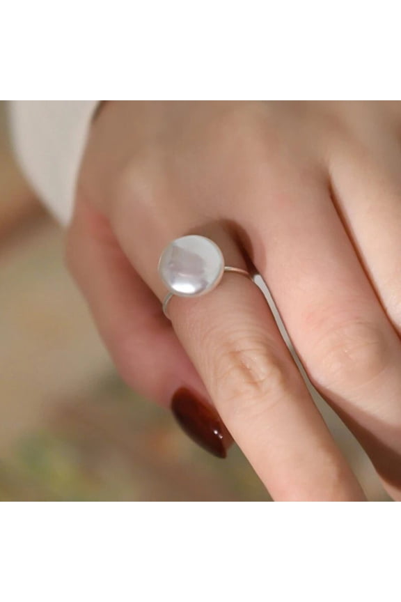 Baroque Coin Pearl Ring (Silver)