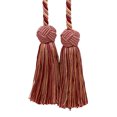 thumbnail image 1 of Baroque Collection Double Tassel Curtain and Drapery Tieback / Holdback, 3 1/2" Tassel (8.5cm), 20" Spread (50.5cm) # BCT, Rose Bouquet Red #7953 (Crimson Red, Rose Pink, Light Pink) Set of 2, 1 of 2