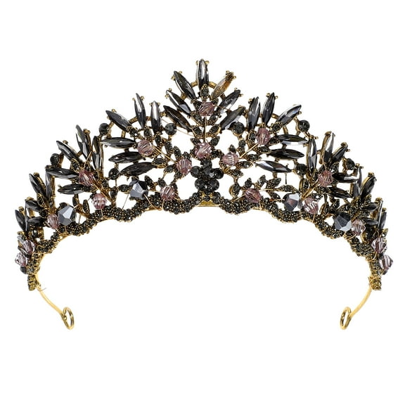 UEETEK Birthday Queen Crown Bridal Tiara Rhinestone Crown Black Alloy 1Pcs