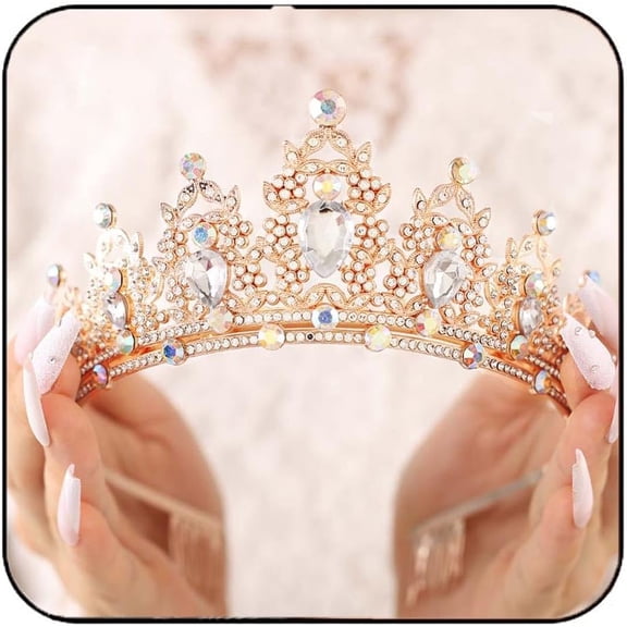 Baroque Crowns Crystal Tiara with Comb Wedding Bride Headband for Women and Girls