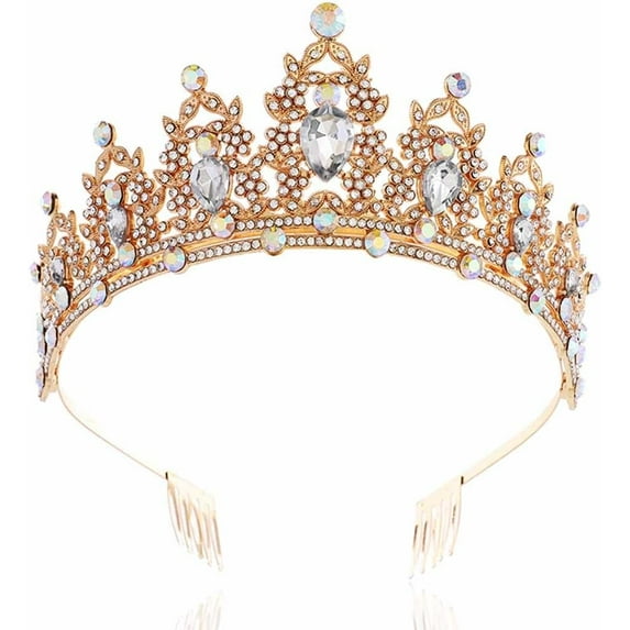 Baroque Crowns Crystal Tiara with Comb Wedding Bride Headband for Women and Girls