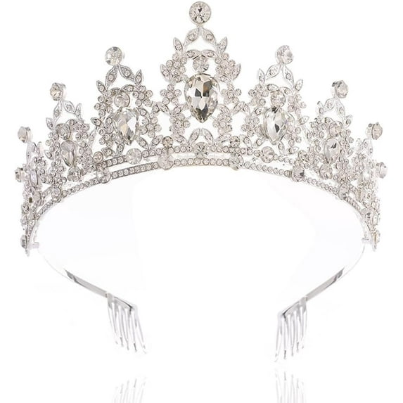 Baroque Crowns Crystal Tiara with Comb Wedding Bride Headband for Women and Girls