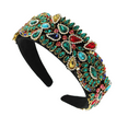 thumbnail image 1 of Baroque Crystal Embellished Hairband Bejewelled Wide Velvet Headbands Sparkly Wedding Party Headwear, 1 of 5