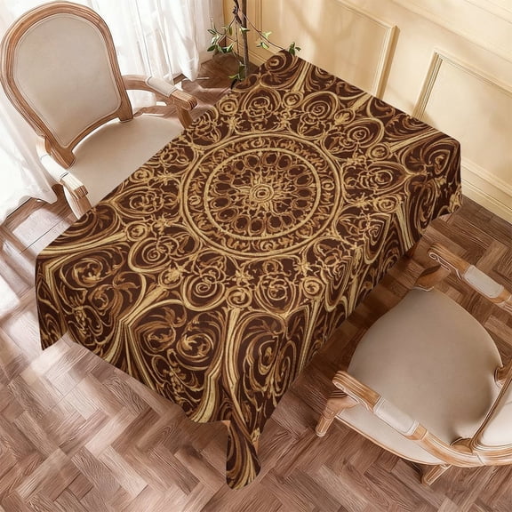 Baroque Damaskl Waterproof Tablecloth Vintage Victorian Washable Reusable Table Cover for Holiday Picnic Camping Wedding Birthday Party Indoor Outdoor Decor