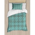 thumbnail image 1 of Baroque Duvet Cover Set, Oriental Curving Strokes with Geometric Details for a Royal Setting, Decorative 2 Piece Bedding Set with 1 Pillow Shams, Twin Size, Teal Beige and Eggshell, by Ambesonne, 1 of 3