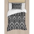 thumbnail image 1 of Baroque Duvet Cover Set Twin Size, Vintage Lace Style Pattern of Antique Victorian Motifs Renaissance Influences, Decorative 2 Piece Bedding Set with 1 Pillow Sham, Black White, by Ambesonne, 1 of 3