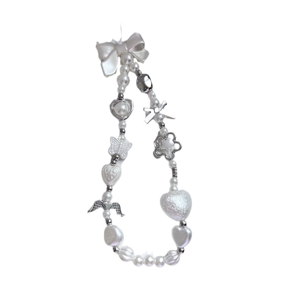 Baroque Faux Pearl Beaded Phone Strap, Sweet Chain Decoration With Vintage Accents, Stylish Daily Accessory