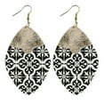 thumbnail image 1 of Baroque Floral Leather Oval Geometric Leaf Morocco Dangle Earrings Boho Jewelry, 1 of 9