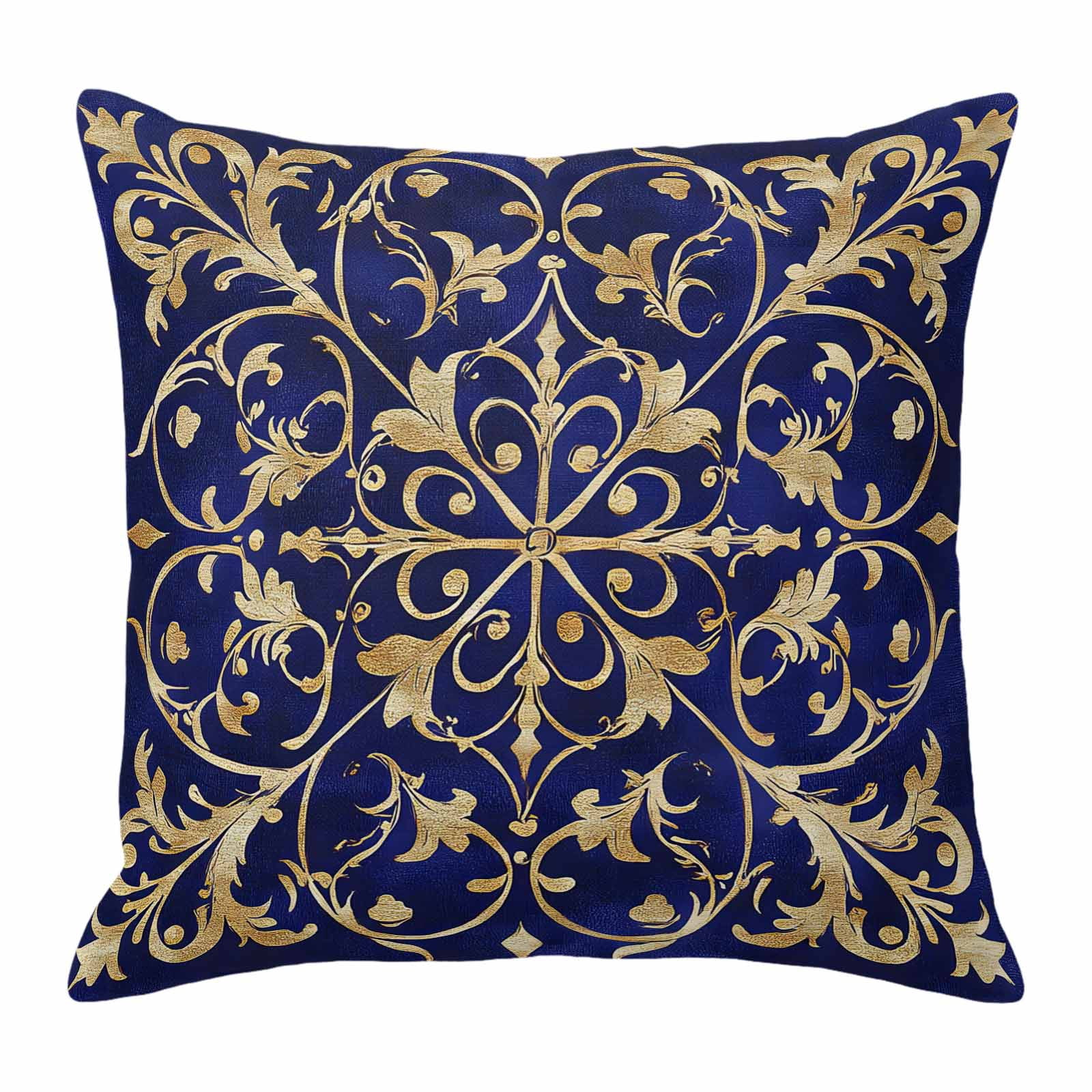 Baroque Floral Throw Pillow Cover Abstract Floral Retro Rustic Navy ...