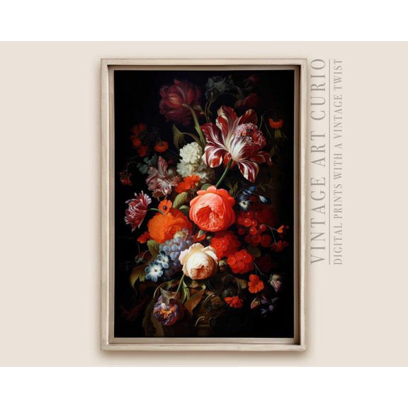 Baroque Floral Wall Art, Vintage Botanical Print Unframed Paper Print
