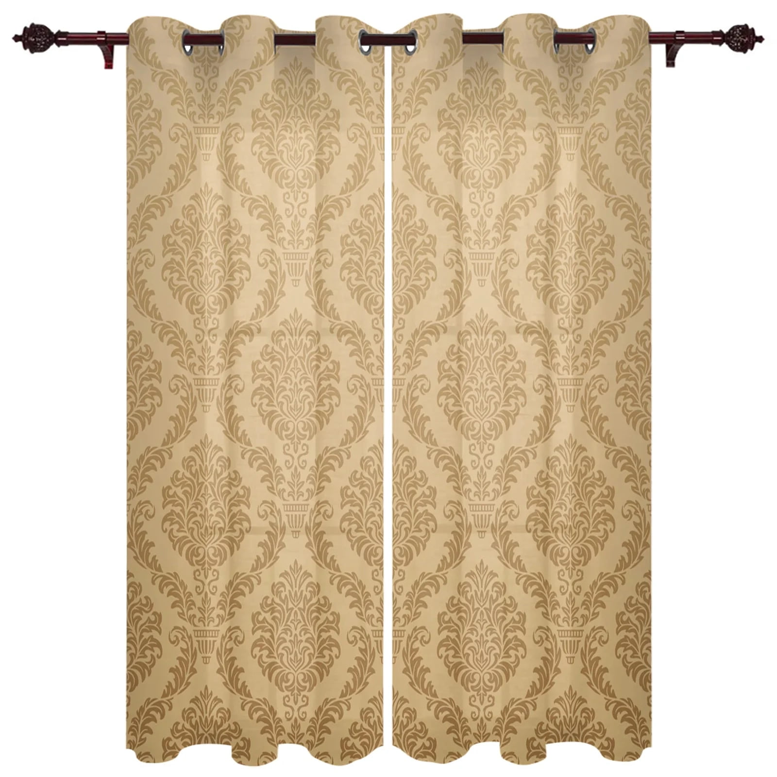 Baroque Flower Pattern Red Window Curtains Scenic Curtains for Living