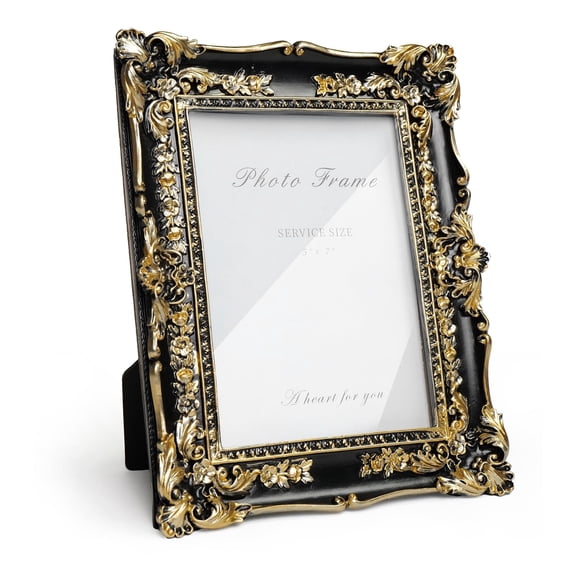 Baroque Gold 5X7 Picture Frame for Tabletop and Wall Display