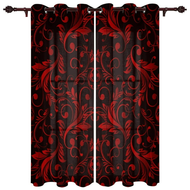 Baroque Golden Flower Leaves Gorgeous Window Curtains Scenic Curtains ...