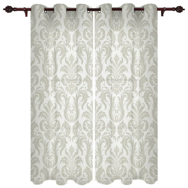 Baroque Golden Flower Leaves Gorgeous Window Curtains Scenic Curtains ...