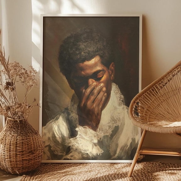 Baroque Handsome Man Bathroom Classical Sad Black Vintage Toilet Humor Bundle, Unframed Poster
