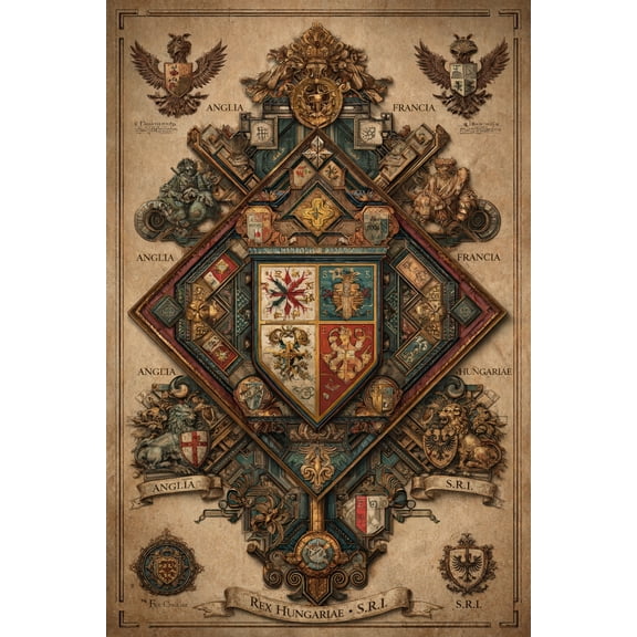 Baroque Heraldic Coat of Arms Poster - Royal European Heritage | Ideal Gift 【Rolled Canvas】