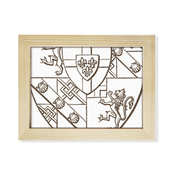 Baroque Lion Shell Shield Illustration Pattern Desktop Photo Frame Picture Art Decoration Painting 6x8 inch