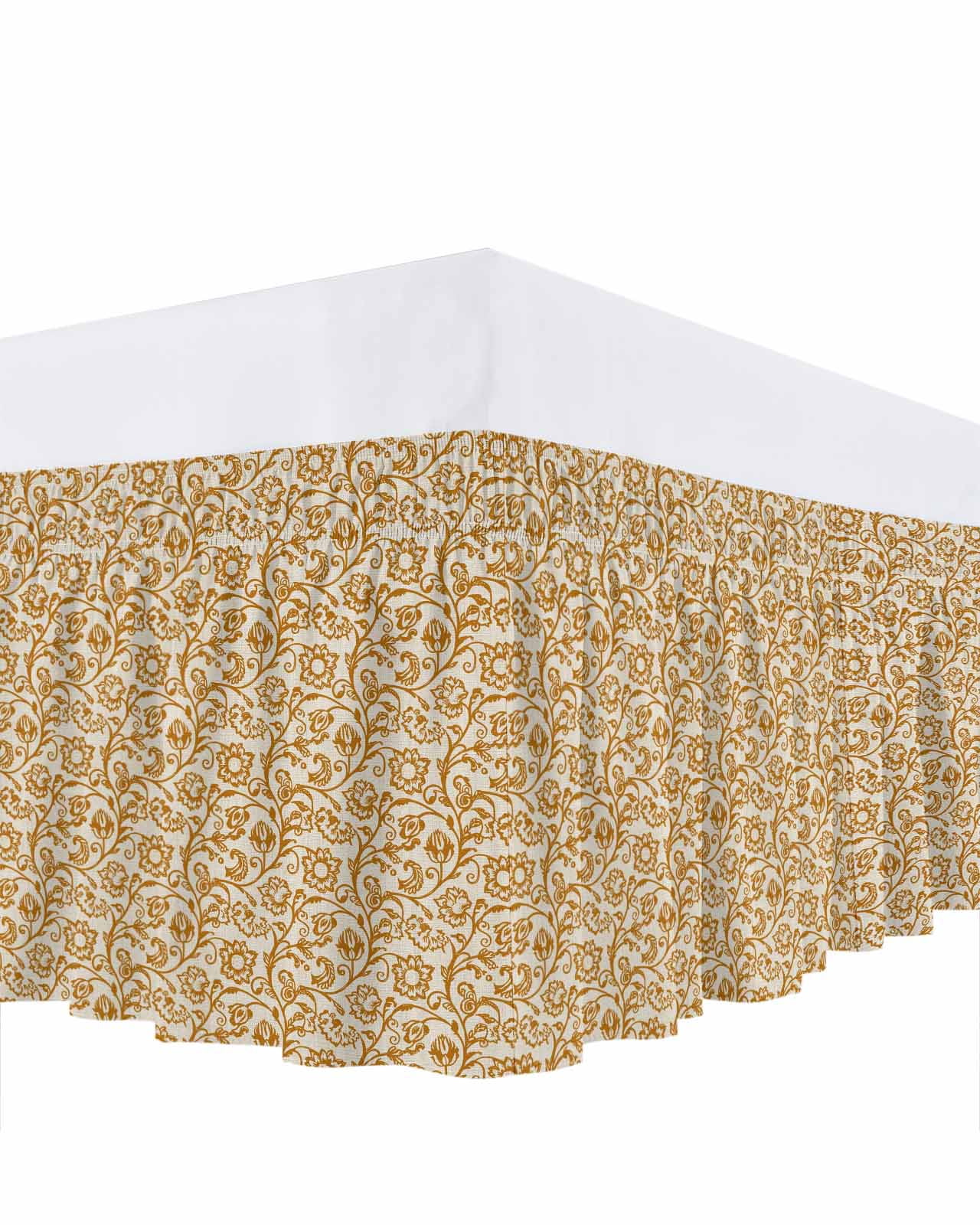 Baroque Pattern Bed Skirt California King Size 16 Inch Drop, Vintage