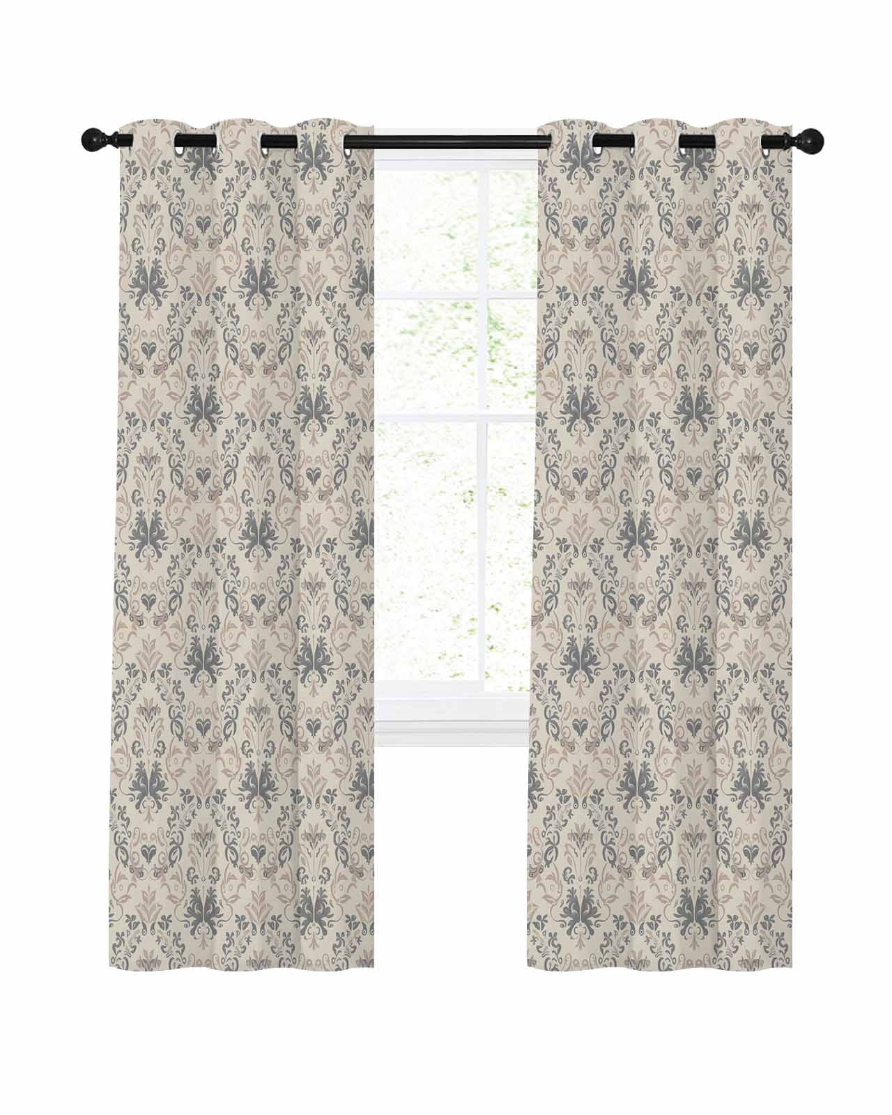 Pattern 72 Resolution Baroque Pattern Blackout Curtains 72 Inch Length European Vintage ...