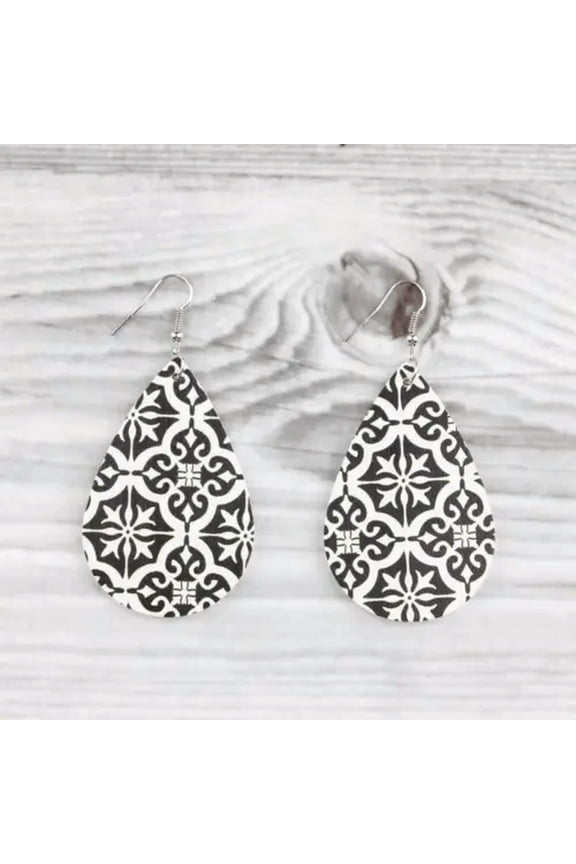Baroque Patterns Leather Teardrop Moroccan Earrings for Women Fashion Jewelry