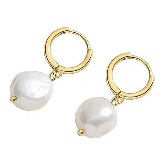 Baroque Pearl Earrings Dangle Ear Studs Earrings For Women Jewelry Gift for Wife Girlfriend Mother, Gold