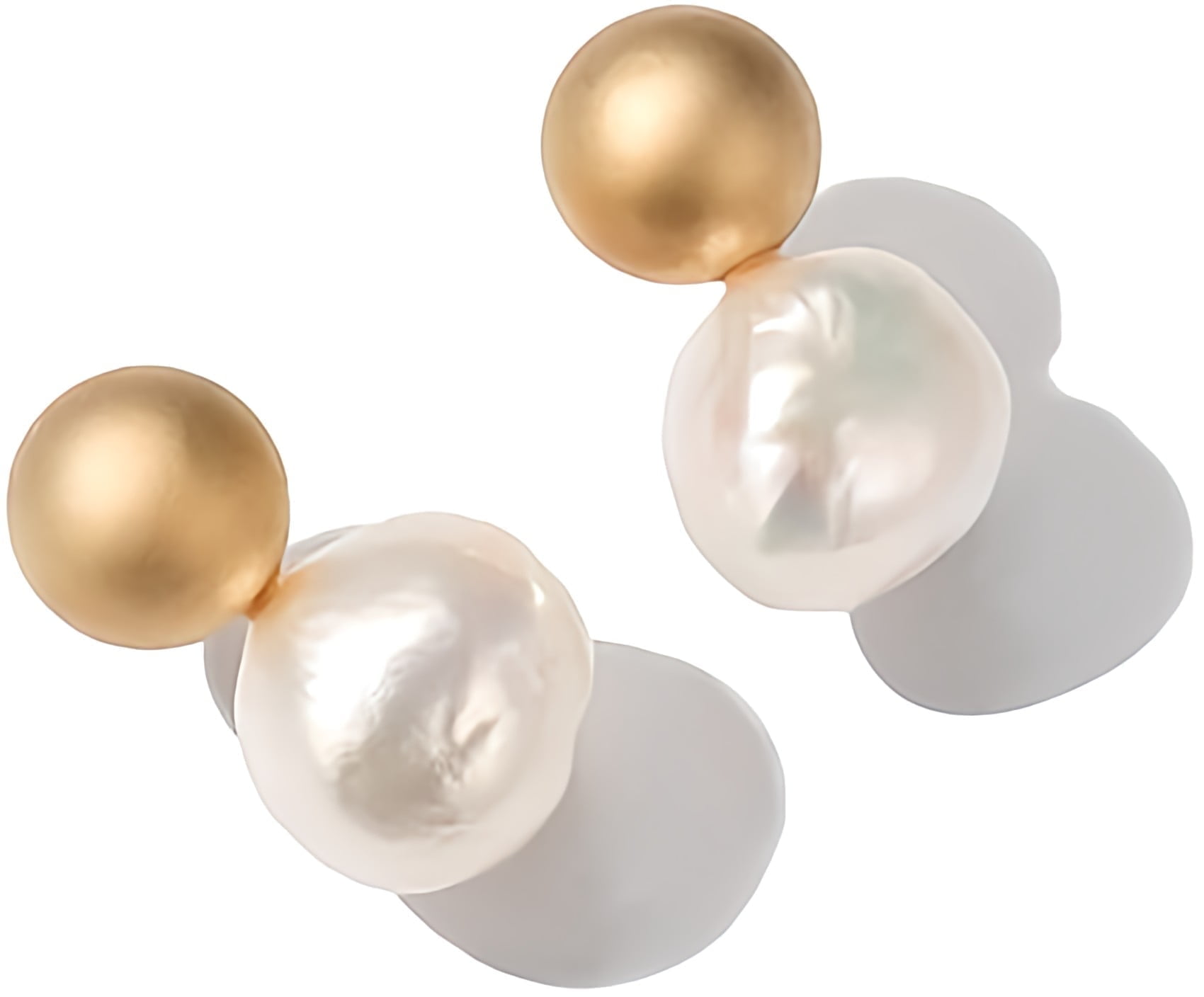 Baroque Pearl Earrings Double Balls Stud Earrings 2 Pearl Fashionable Elegant Earrings for Wedding Gift  for Women