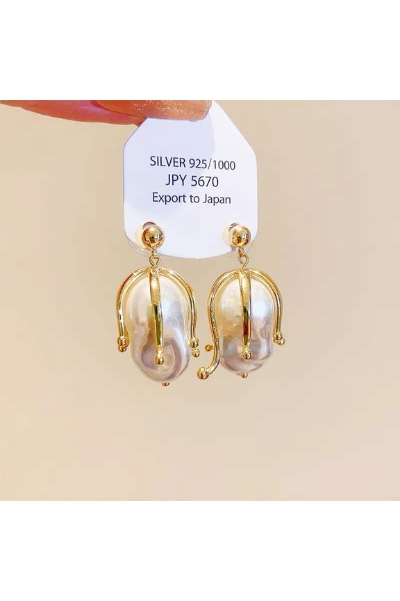 Baroque Pearl Earrings for Women Simple Versatile French Style High-end Earrings Fashionable Elegant Light Luxury Niche Trendy Ear Accessories
