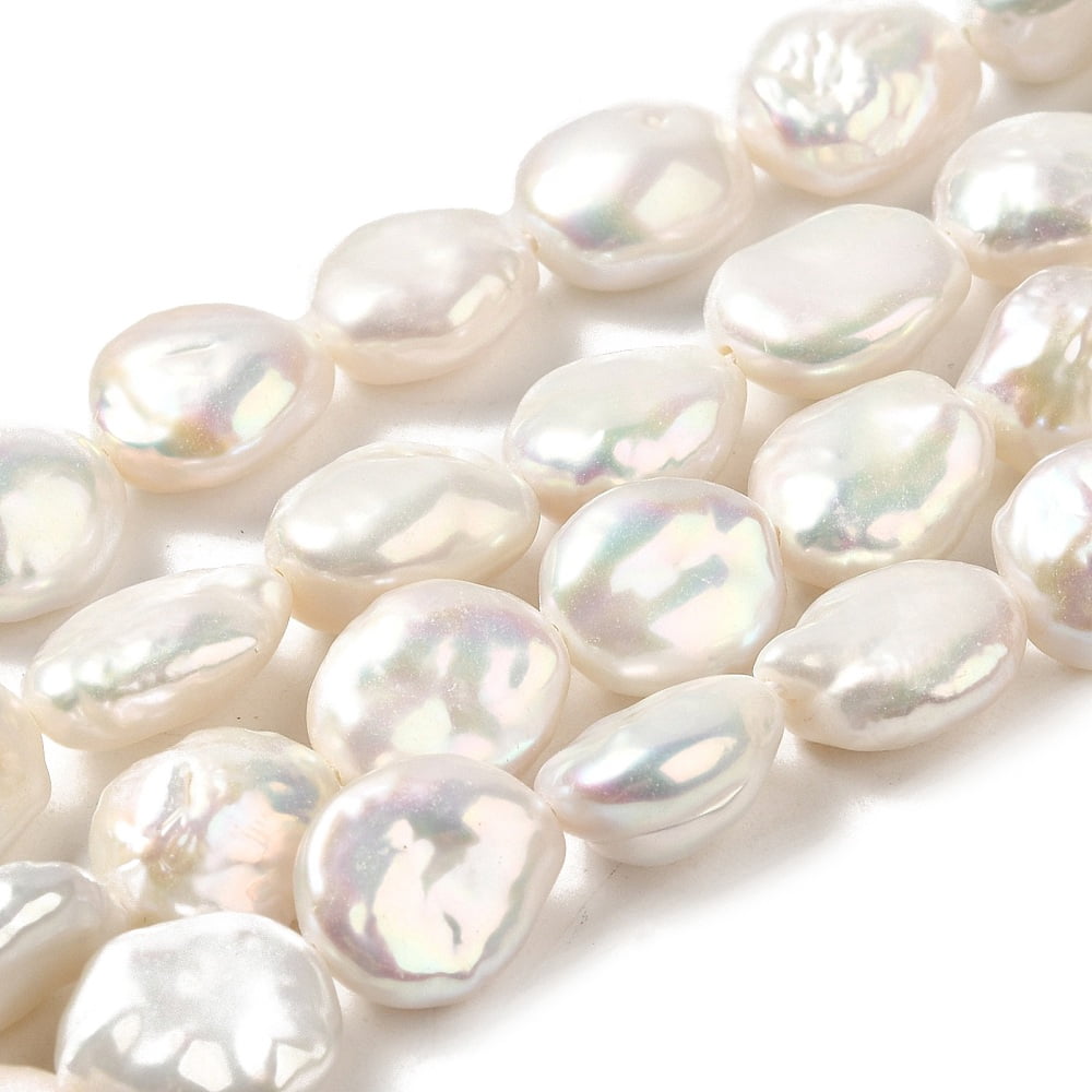 Baroque Pearl Keshi Pearl Beads Strands Cultured Freshwater Pearl Button Grade 3A+ Old Lace 11.5~12x10~11x5.5~7mm