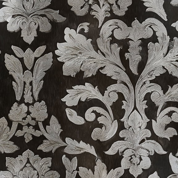Baroque Peel and Stick Wallpaper Elegant Silver Floral Damask Dark gothic Baroque Wall Mural 17.7in x 9.8ft Self Adhesive Removable Wall Paper Renter Friendly Wallpaper for Bedroom