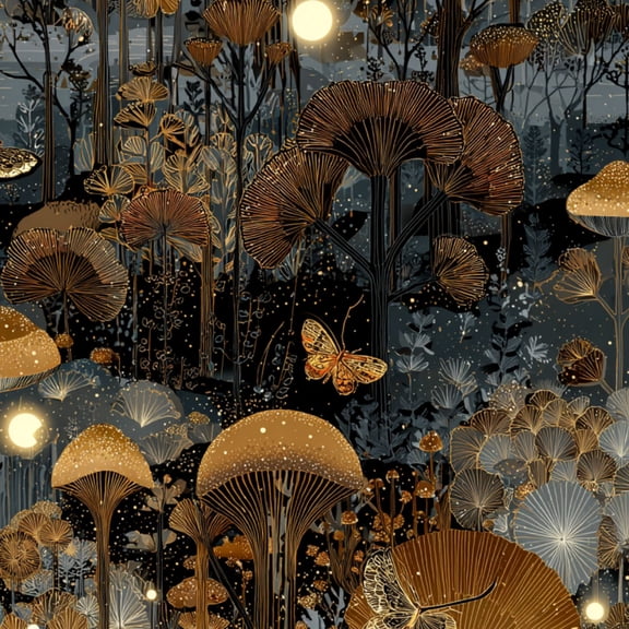 Baroque Peel and Stick Wallpaper Forest Luminescent Fungi Moths Wall Mural 23.6in x 9.8ft Self Adhesive Removable Wall Paper Renter Friendly Wallpaper for Women Bedroom Salon