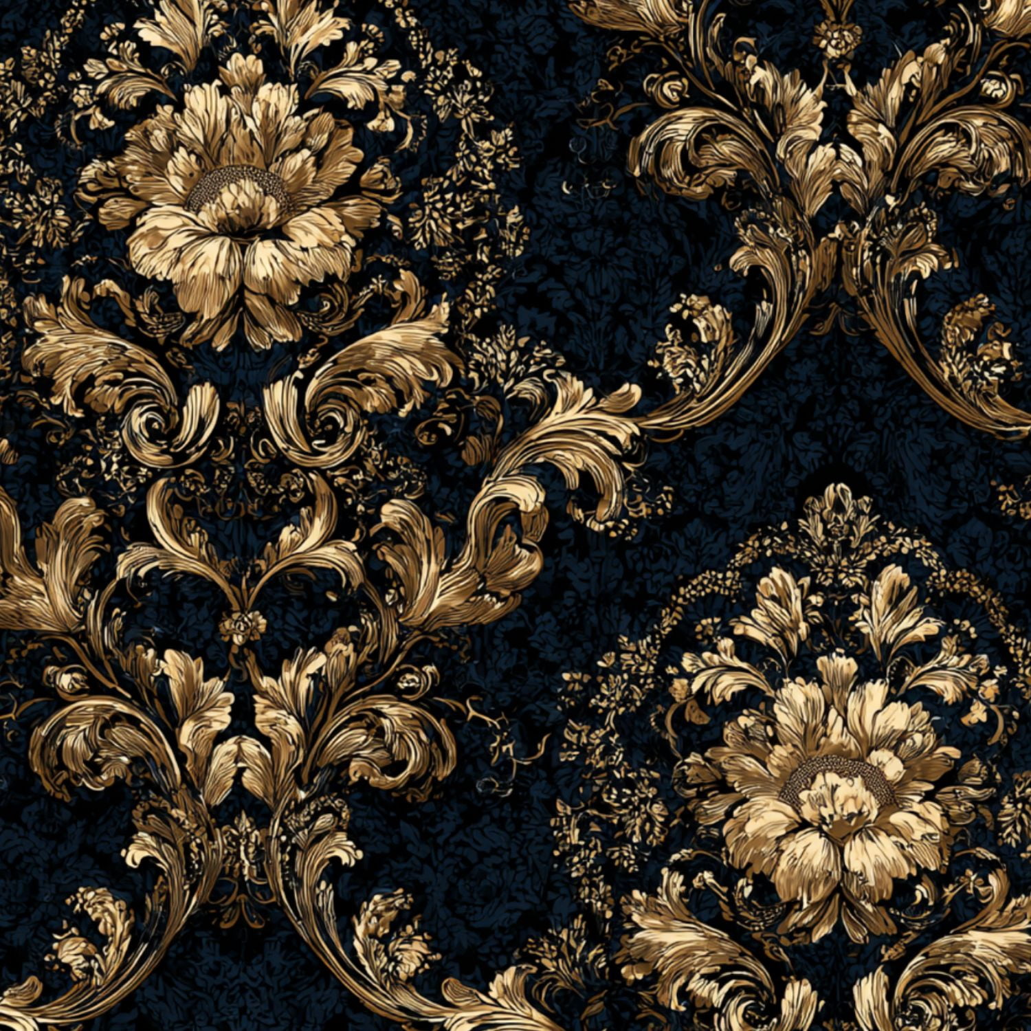 Baroque Peel and Stick Wallpaper Luxurious Navy Damask Rich Baroque Gold Wall Mural 17.7in x 9.8ft Self Adhesive Removable Wall Paper Renter Friendly Wallpaper for Bedroom Livingroom Men
