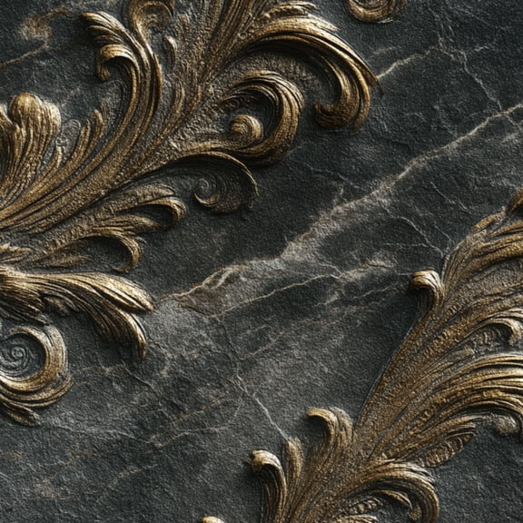 Baroque Peel and Stick Wallpaper Metallic Gold Baroque Dark Marble Texture Wall Mural 23.6in x 9.8ft Self Adhesive Removable Wall Paper Renter Friendly Wallpaper for Bedroom