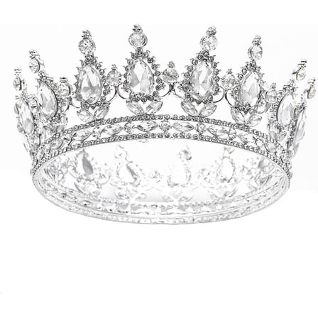 Baroque Queen Crown and Tiaras Sparkly Rhinestone Wedding Crown Bride Tiaras Royal Princess Full Tiaras Headpieces for Women and Girls