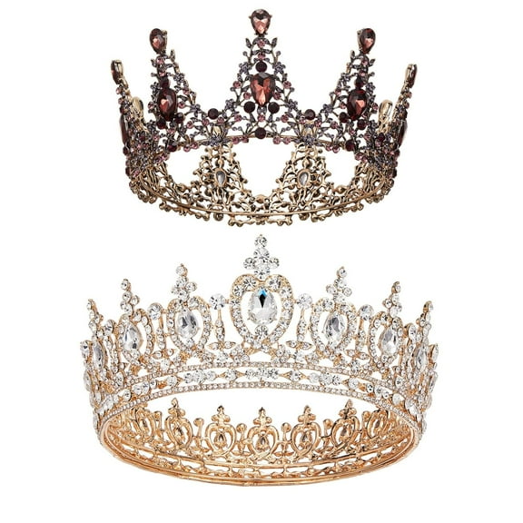 Baroque Queen Crown for Women, Wedding Tiara for Bride, Crystal Rhinestone Crown Cake Topper for Quinceanera Pageant Hair Accessories