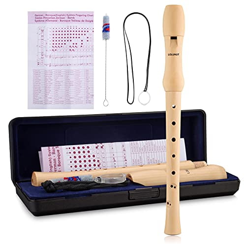 Baroque Recorder 8 holes,Soprano C Key Recorder Made of Maple Wood with storage Case,Fingering