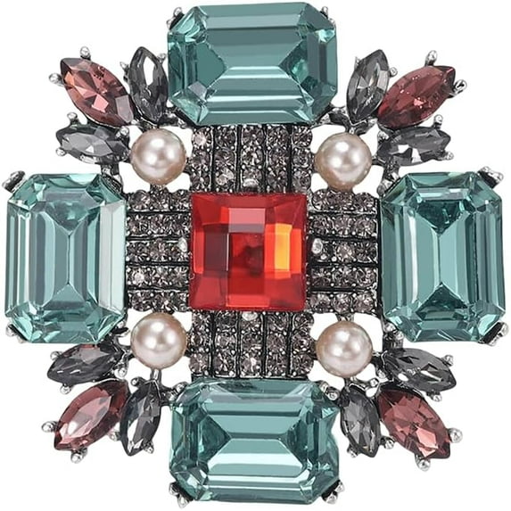 Baroque Rhinestone Brooch Pin for Women Men Vintage Crystal Round Ball Victorian Art Deco Brooches Lapel Pins Elegant Dress Accessories Wedding Birthday Jewelry Corsage