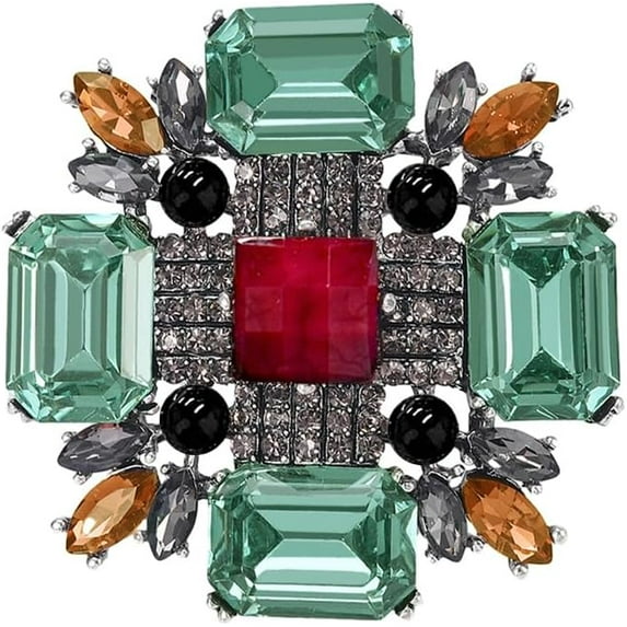 Baroque Rhinestone Brooch Pin for Women Men Vintage Crystal Round Ball Victorian Art Deco Brooches Lapel Pins Elegant Dress Accessories Wedding Birthday Jewelry Corsage