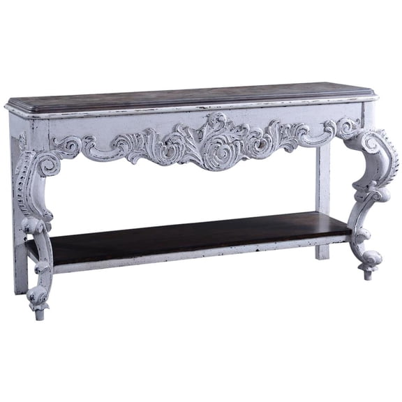 Baroque Rococo Carved Console Table in Antique White