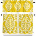 thumbnail image 1 of Baroque Sage Green Kitchen Curtains, Vintage Damask Classic Floral 3-Piece Kitchen Curtain Valance and Tiers Set 24 Inch Length, Rod Pocket Half Window Curtains for Cafe Living Room Bathroom, 1 of 6