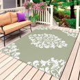 thumbnail image 1 of Baroque Sage Green Outdoor Rug for Patio/Deck/Porch, Non-Slip Large Area Rug 5 x 8 Ft, Vintage Damask Classic Floral Indoor Outdoor Rugs Washable Area Rugs, Reversible Camping Rug Carpet Runner, 1 of 8