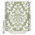 thumbnail image 1 of Baroque Sage Green Shower Curtains for Bathroom Waterproof Fabric Bath Curtains Decor Bath Tub Curtain Vintage Damask Classic Floral Decorative Shower Curtain Sets with 12 Hooks, 72x72 Inch, 1 of 6