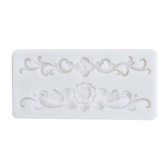 Baroque Scroll Corner Relief Silicone Lace Mold Chocolate Clay DIY Candy Molds Border Decorating Fondant Molds White