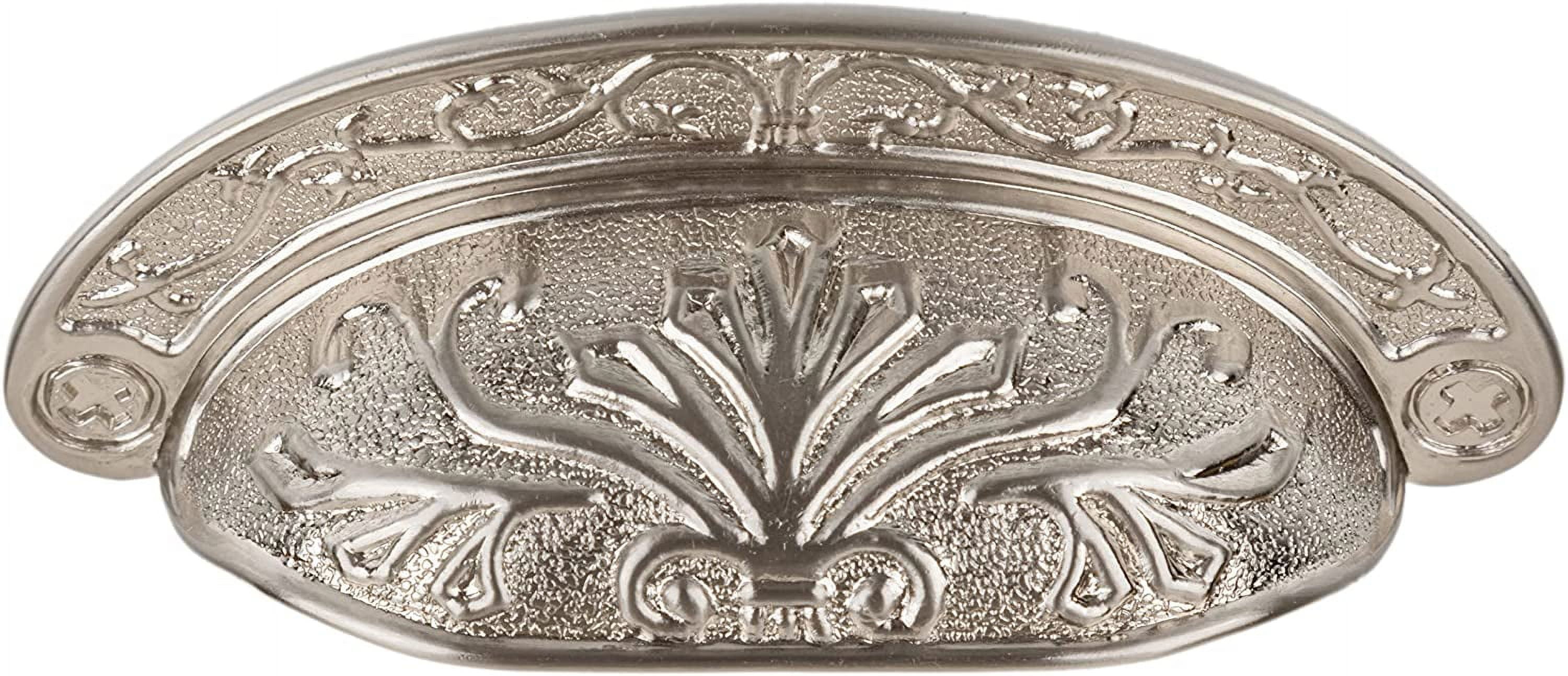 Baroque Scroll Work Brushed Drawer Bin Pull Centers 2 1/2" Cup