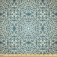 thumbnail image 1 of Ambesonne Baroque Fabric by the Yard Upholstery, Oriental Curving Strokes, 3 Yards, Teal Beige and Eggshell, 1 of 4