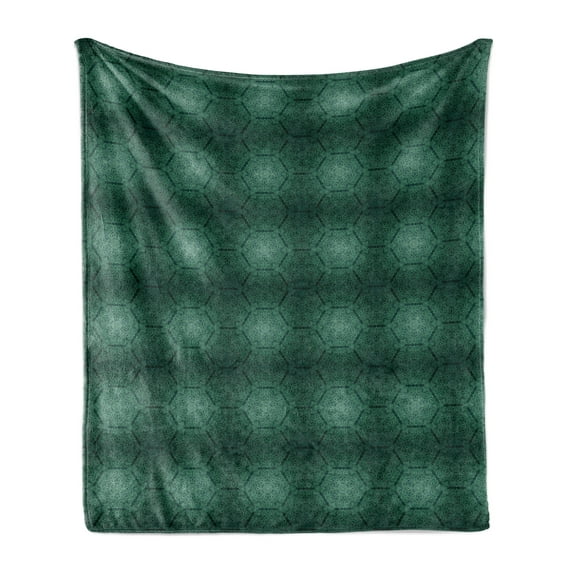 Baroque Soft Flannel Fleece Throw Blanket, Monochrome Style Natural Streaks Drawn by Hand, Cozy Plush for Indoor and Outdoor Use, 50" x 60", Hunter Green Mint Green, by Ambesonne